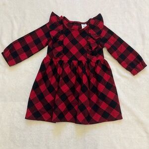 Carter's NWOT Baby Girl Plaid Red and Black Long Sleeve Dress 12m